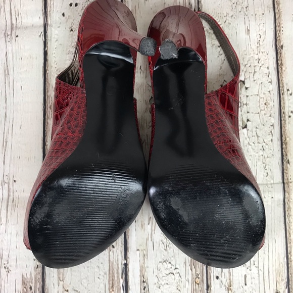 Carlos Santana Red Snakeskin Slingback Heels SZ 8 - Picture 8 of 8